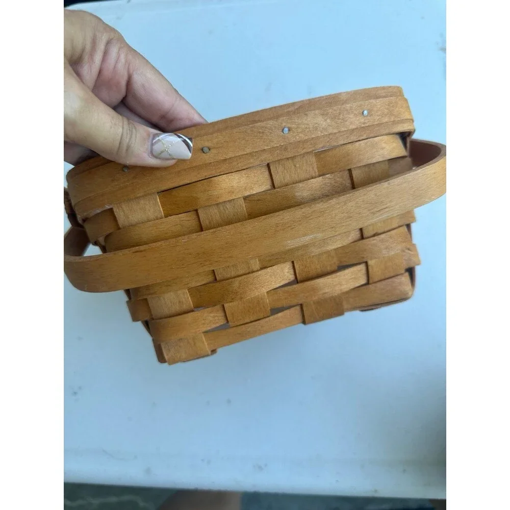 Vintage 1995 Longaberger Handwoven Square Basket Handle Plastic Protector